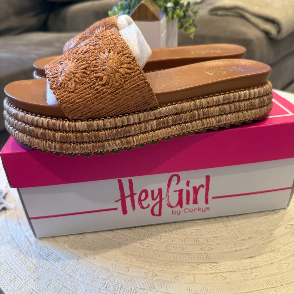 Corkys Brown Espadrille Platform Sandals